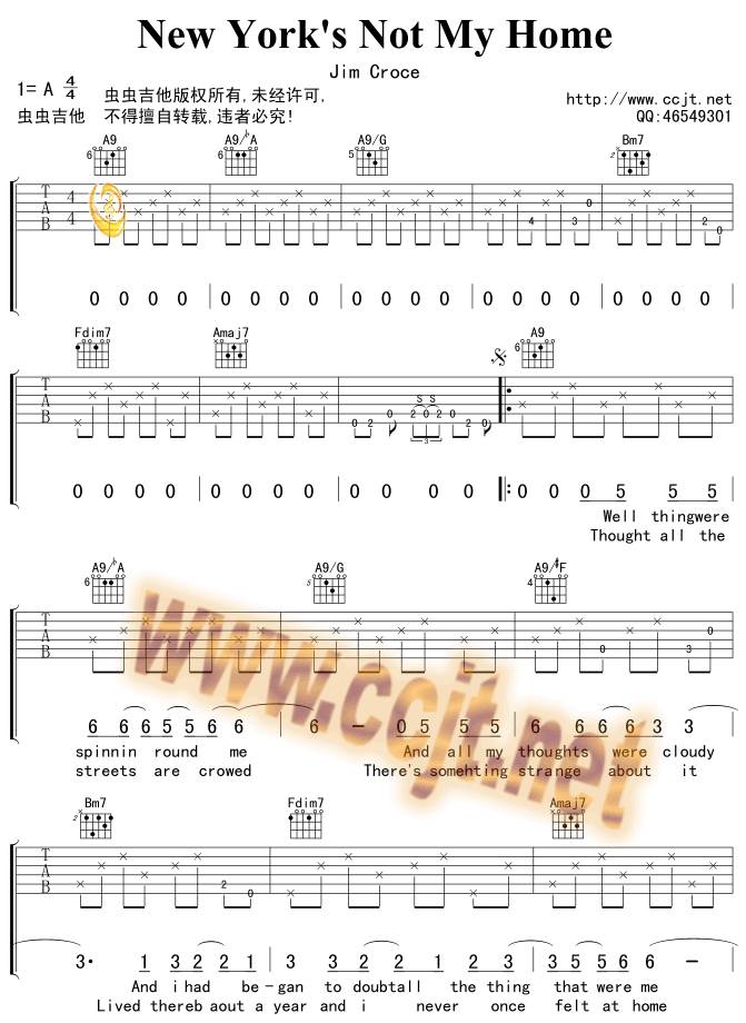 New York's Not My Home吉他谱