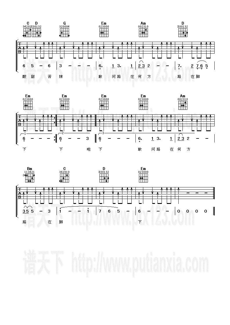 敢问路在何方吉他谱 