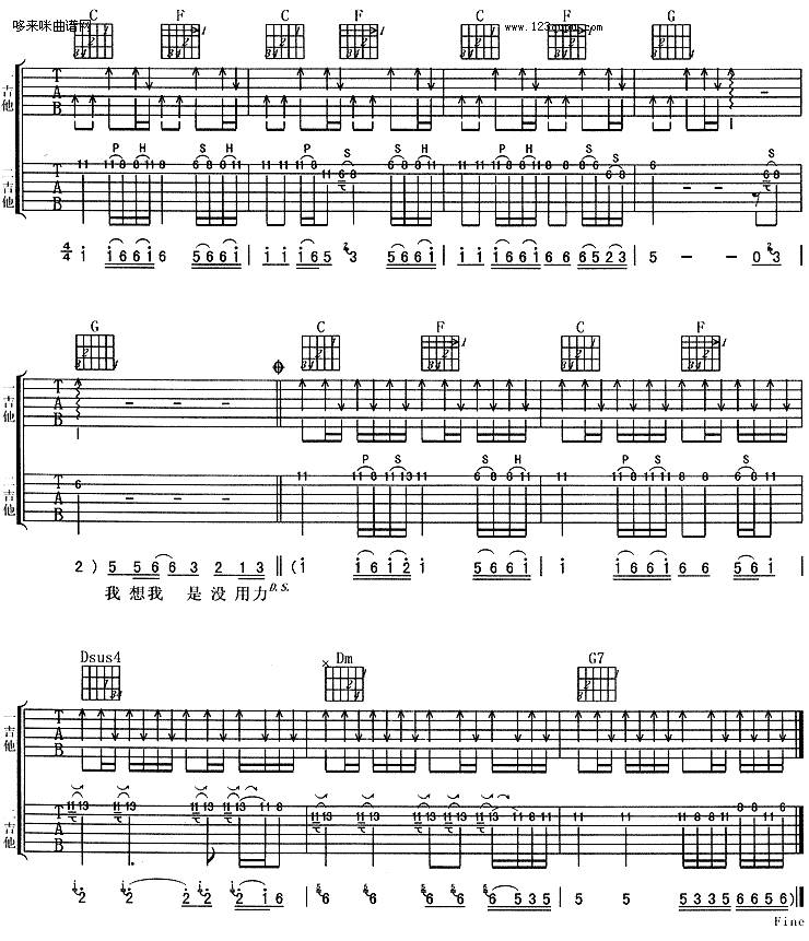 下次如果离开你-阿杜吉他谱 