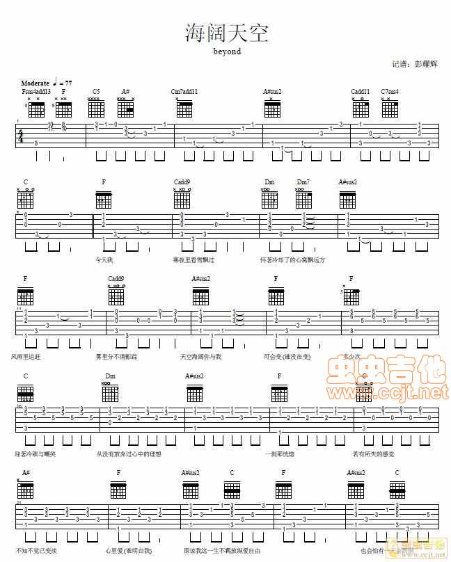 海阔天空吉他谱