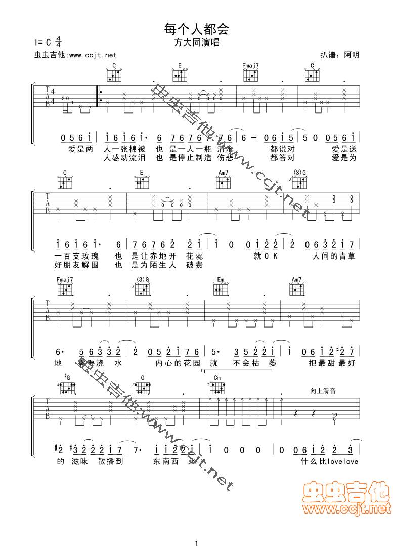 每个人都会吉他谱