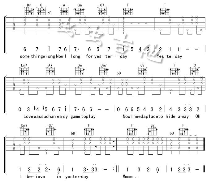 yesterday吉他谱 