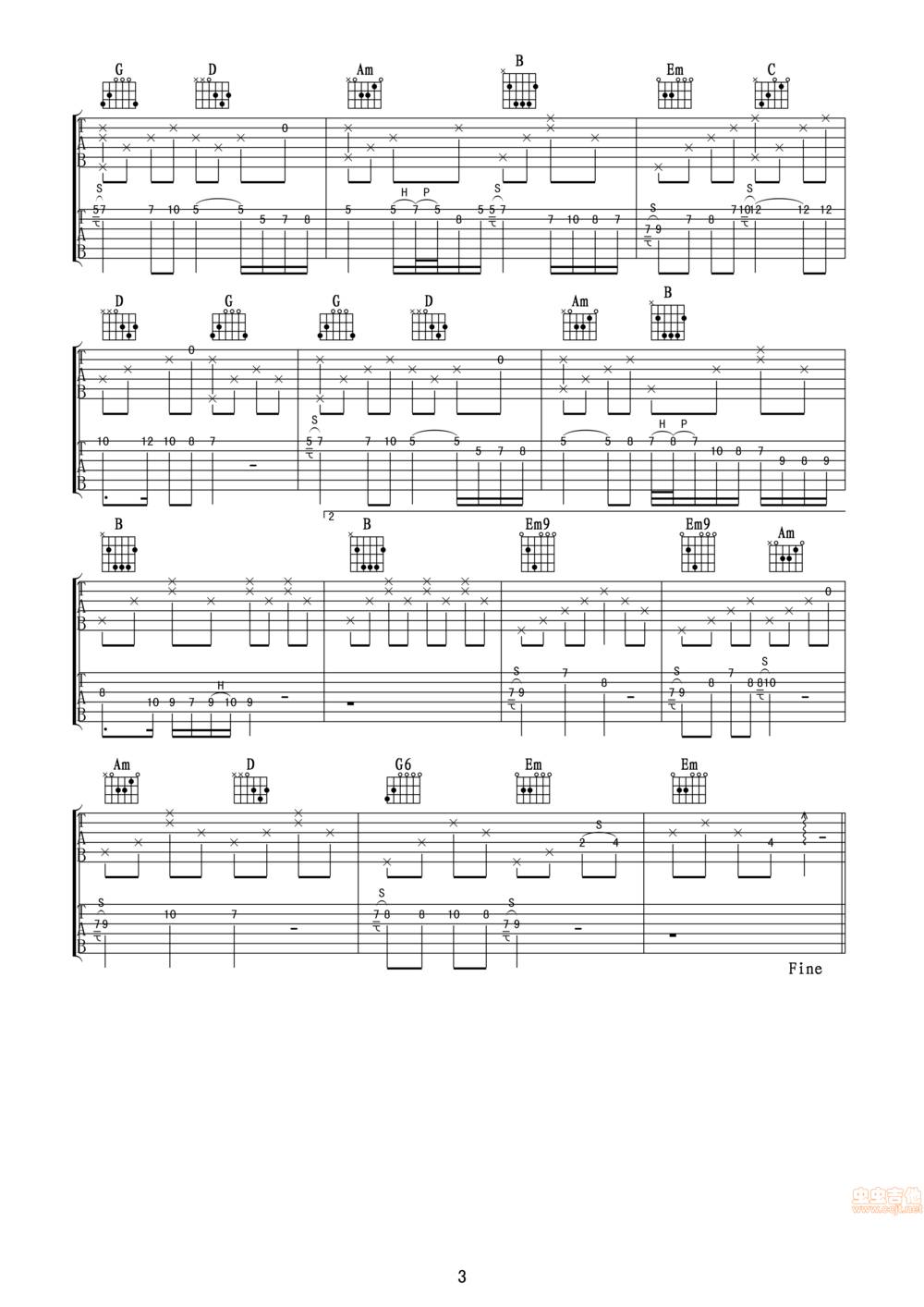 秋日恋歌吉他谱 