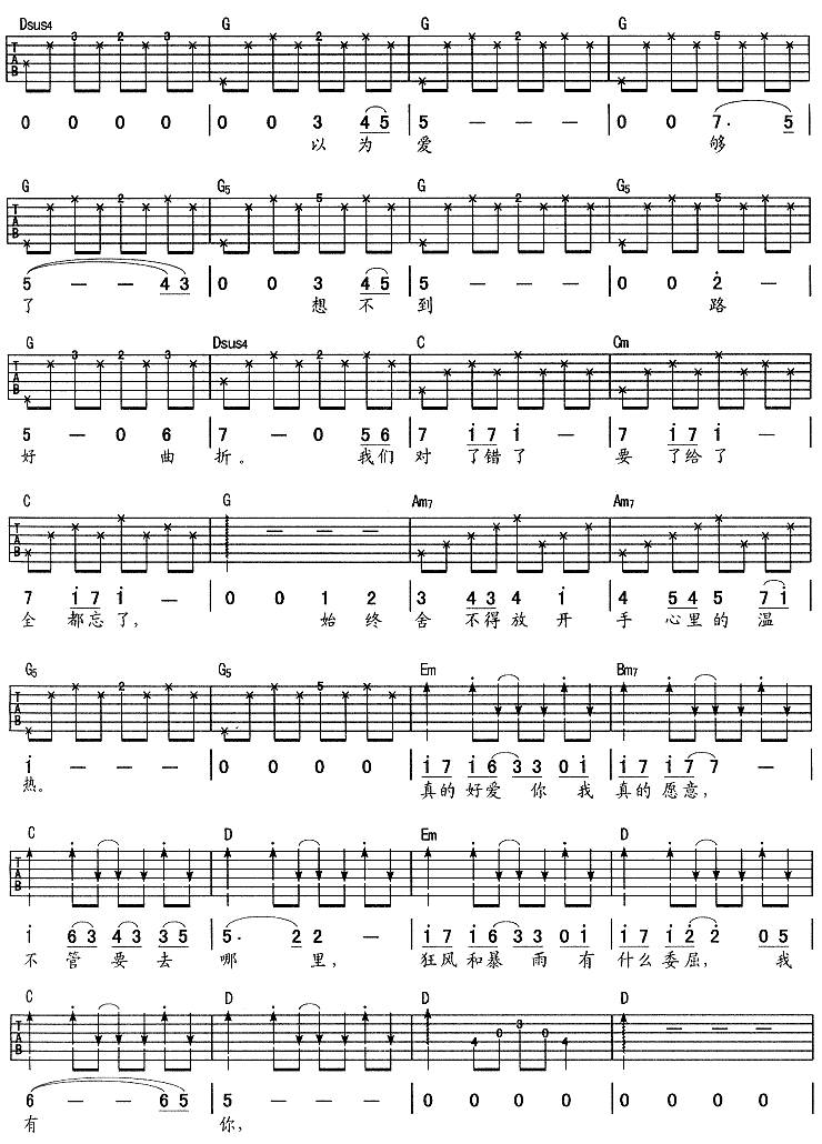 真的 (孙燕姿)吉他谱