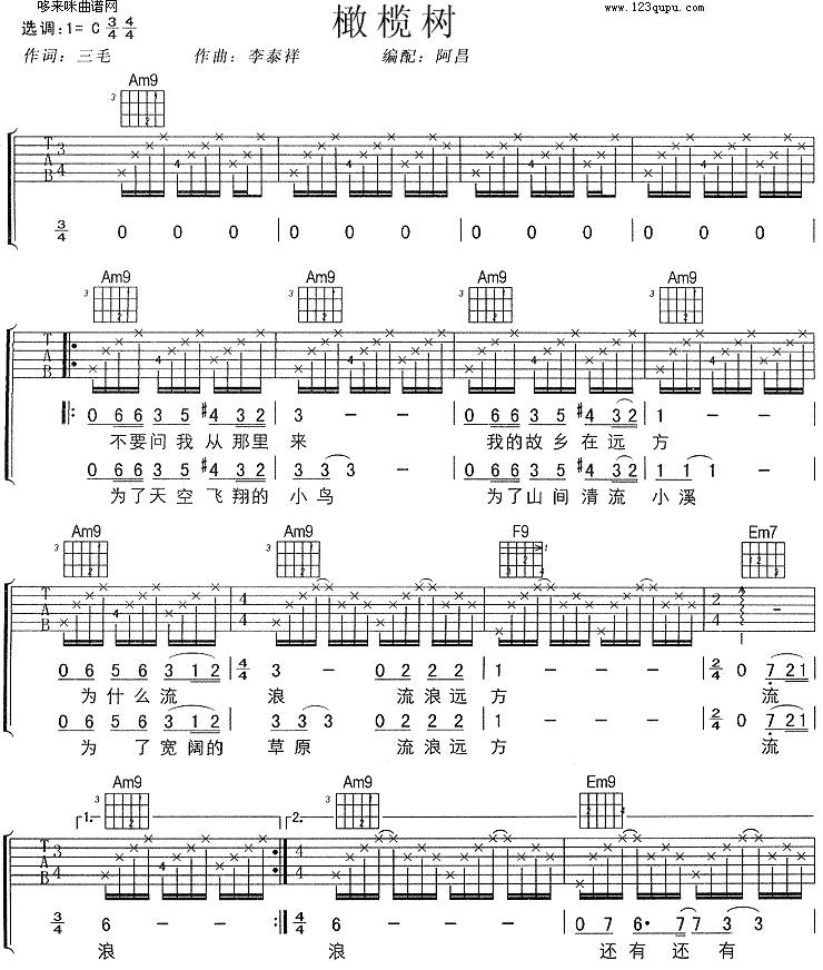 橄榄树 (孙燕姿)吉他谱