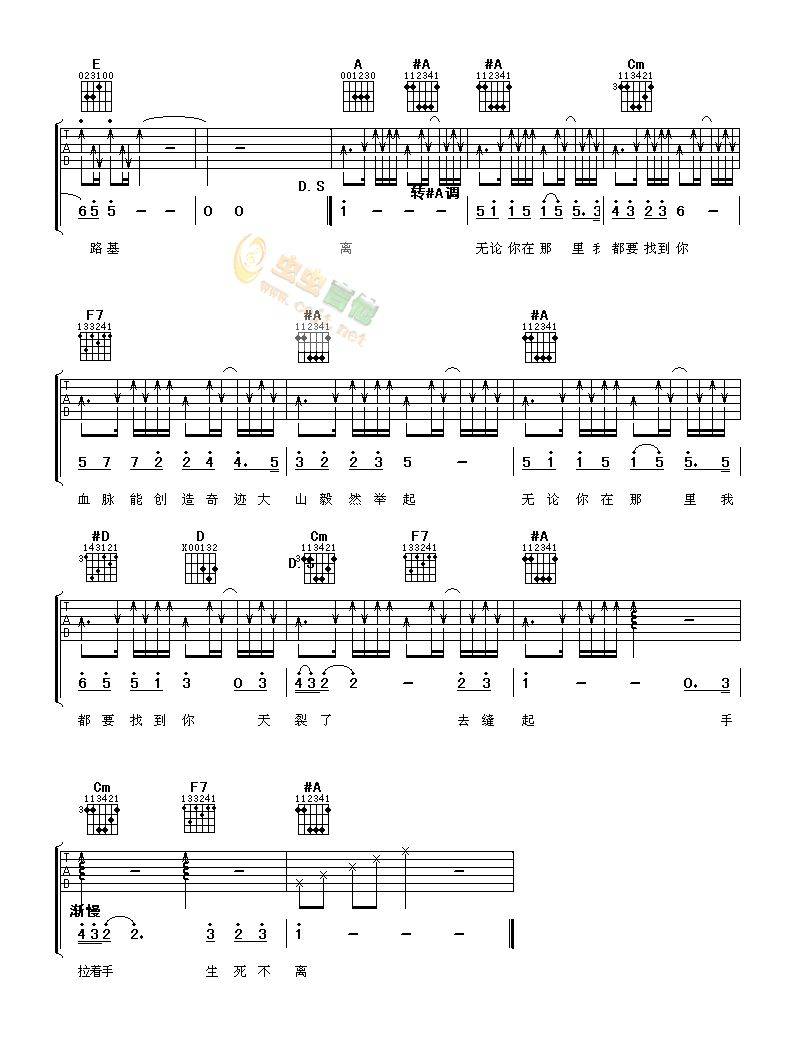 生死不离吉他谱 