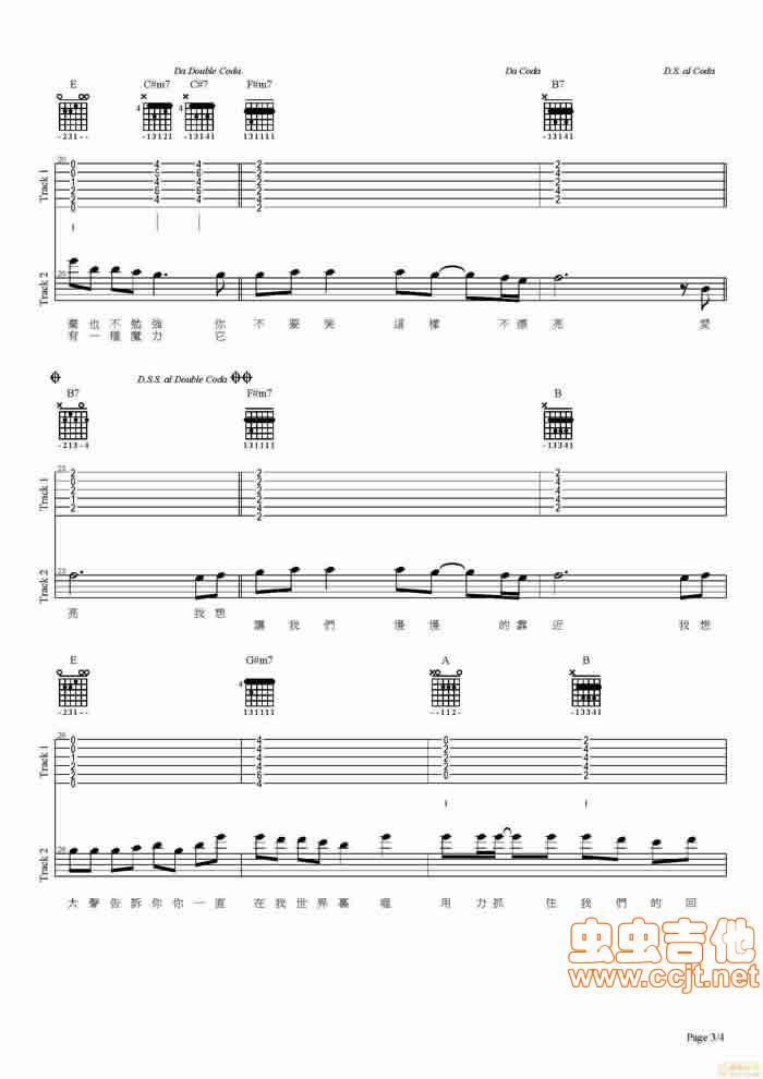 我想大声告诉你吉他谱