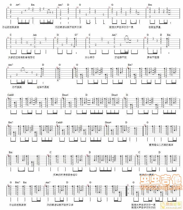 我想大声告诉你吉他谱