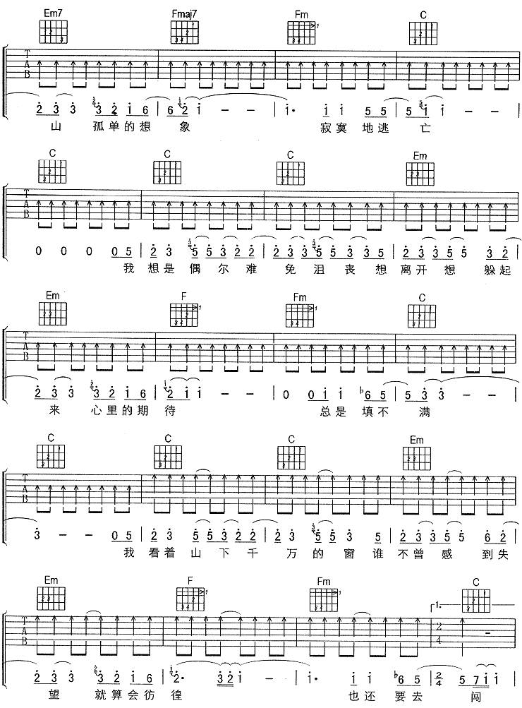 逃亡（孙燕姿）吉他谱
