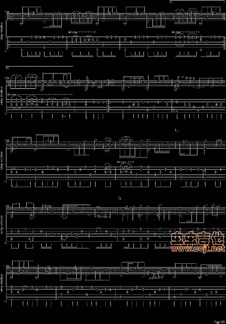 雨降窗边吉他谱