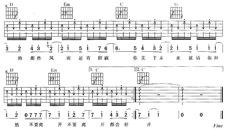 在希望的田野上吉他谱 