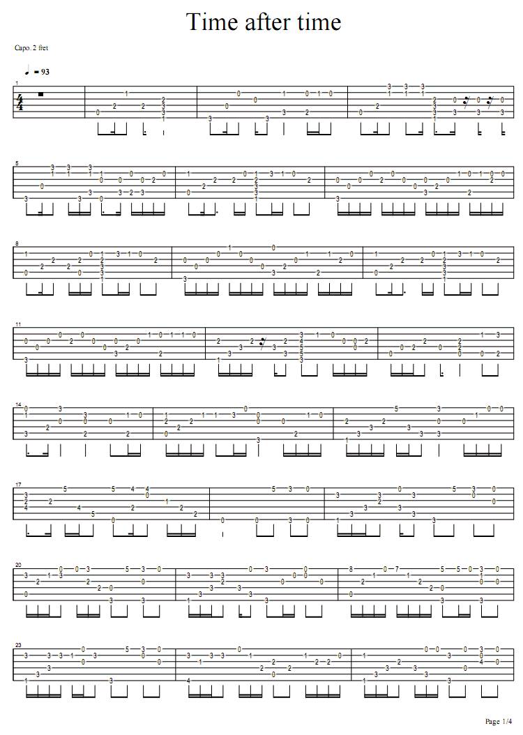 time after time吉他谱