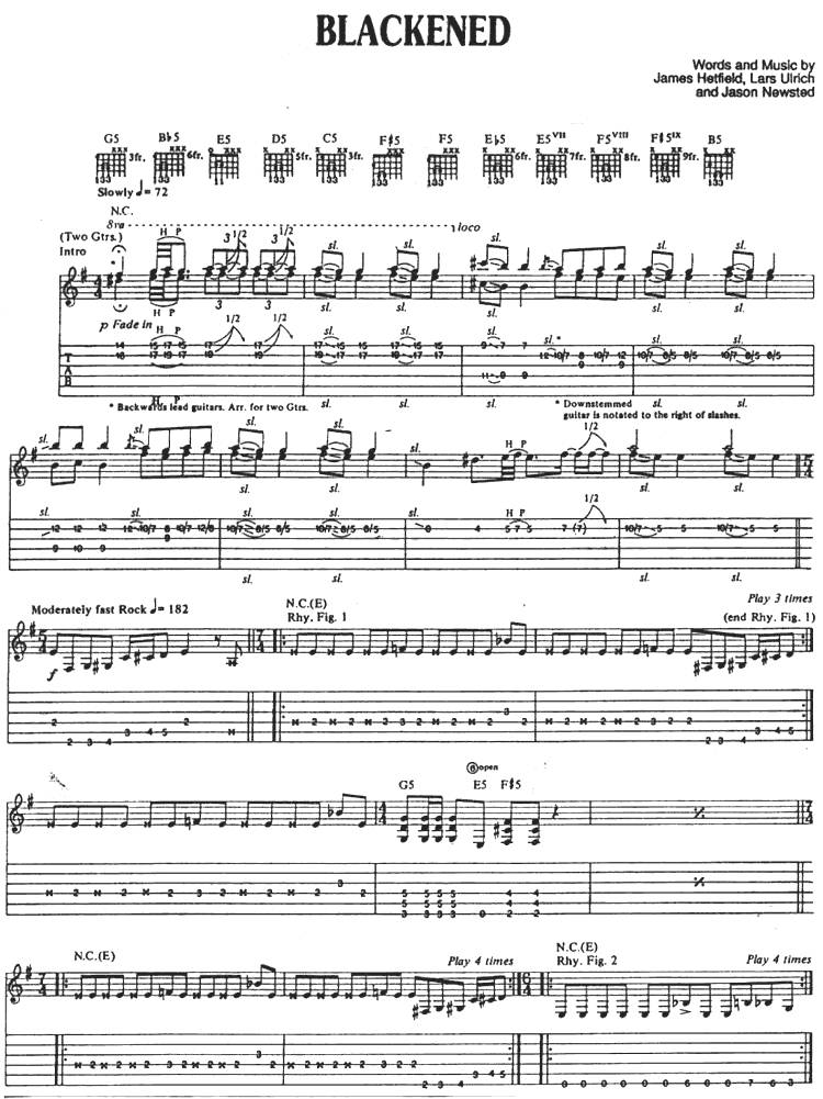 Blackened吉他谱