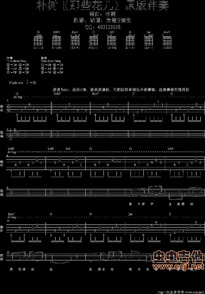 那些花儿吉他谱