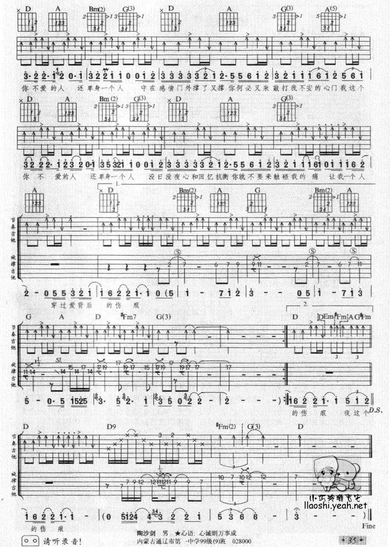 我这个你不爱的人吉他谱 