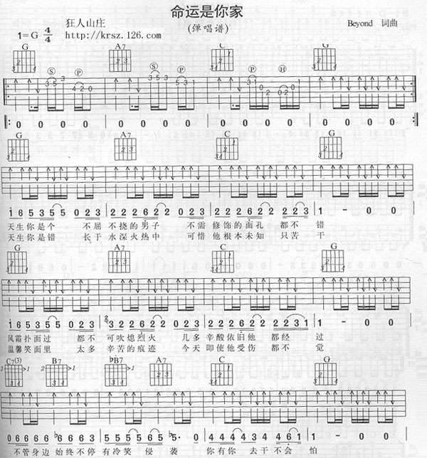 命运是你家吉他谱