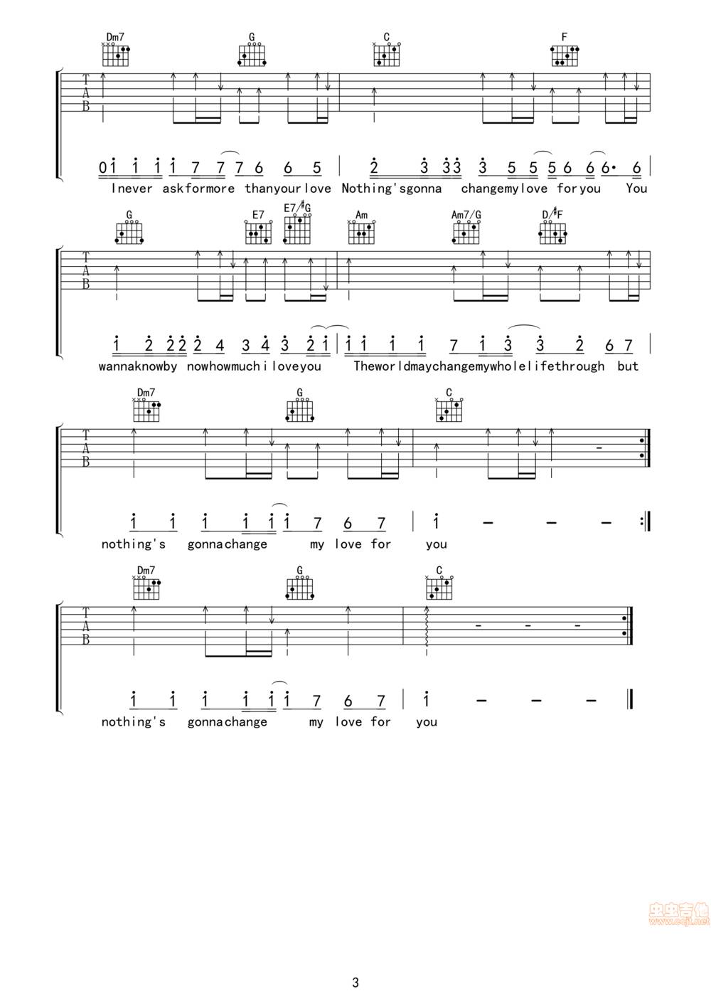 Nothing‘s gonna change my love f吉他谱 