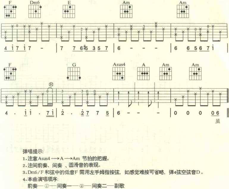 你的眼神吉他谱 