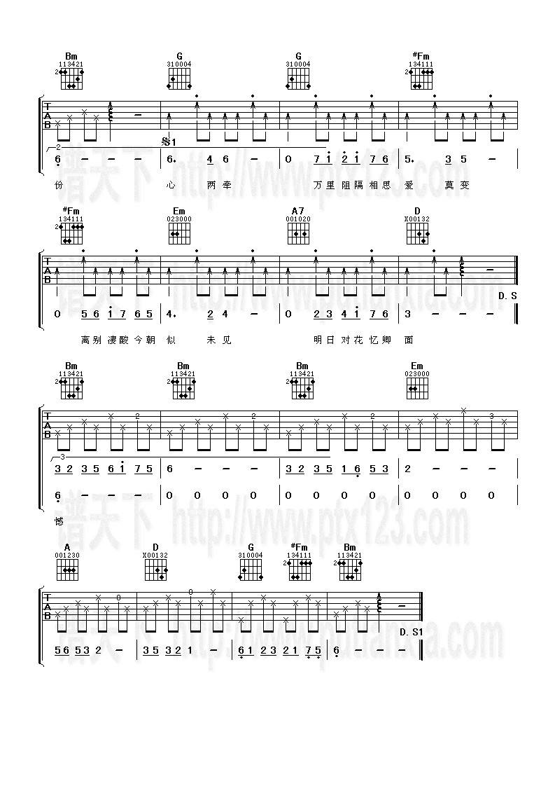 双星情歌吉他谱 