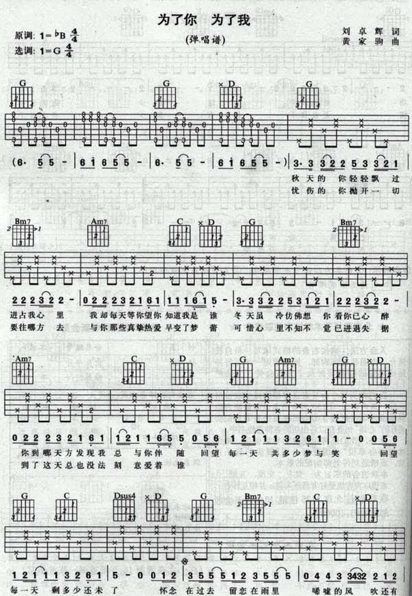 为了你，为了我吉他谱