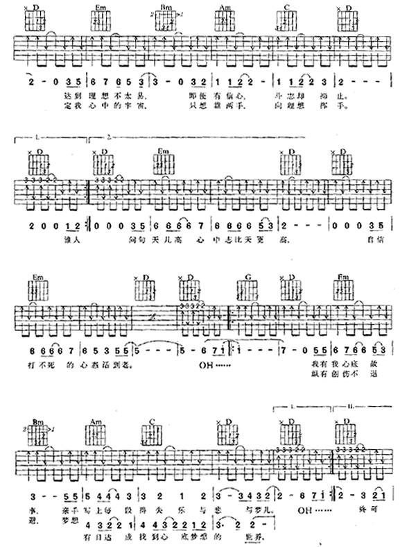不再犹豫吉他谱