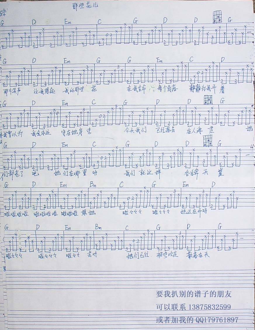 那些花兒吉他谱 