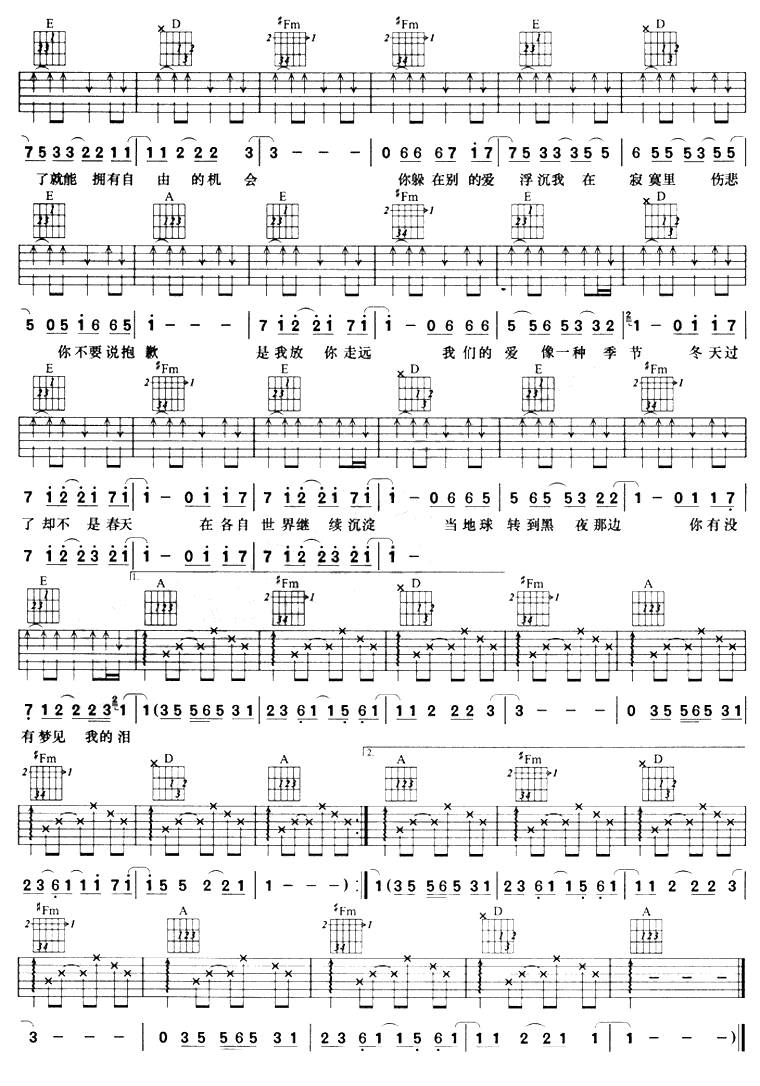 不要说抱歉吉他谱 