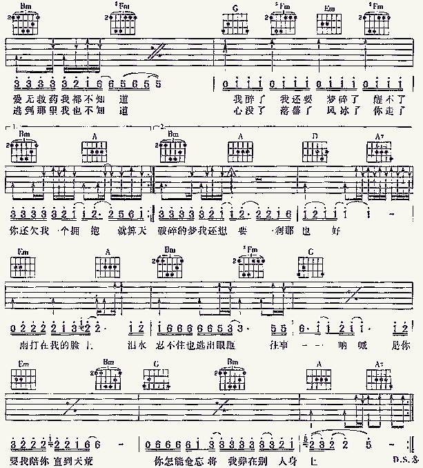 我不知道吉他谱 