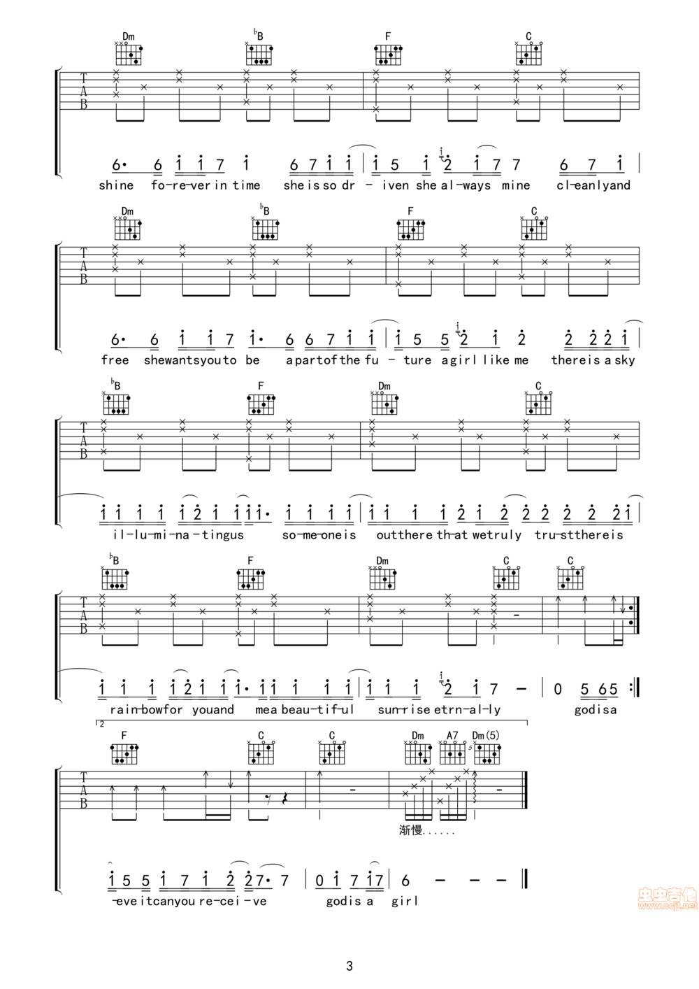 God is a girl吉他谱 