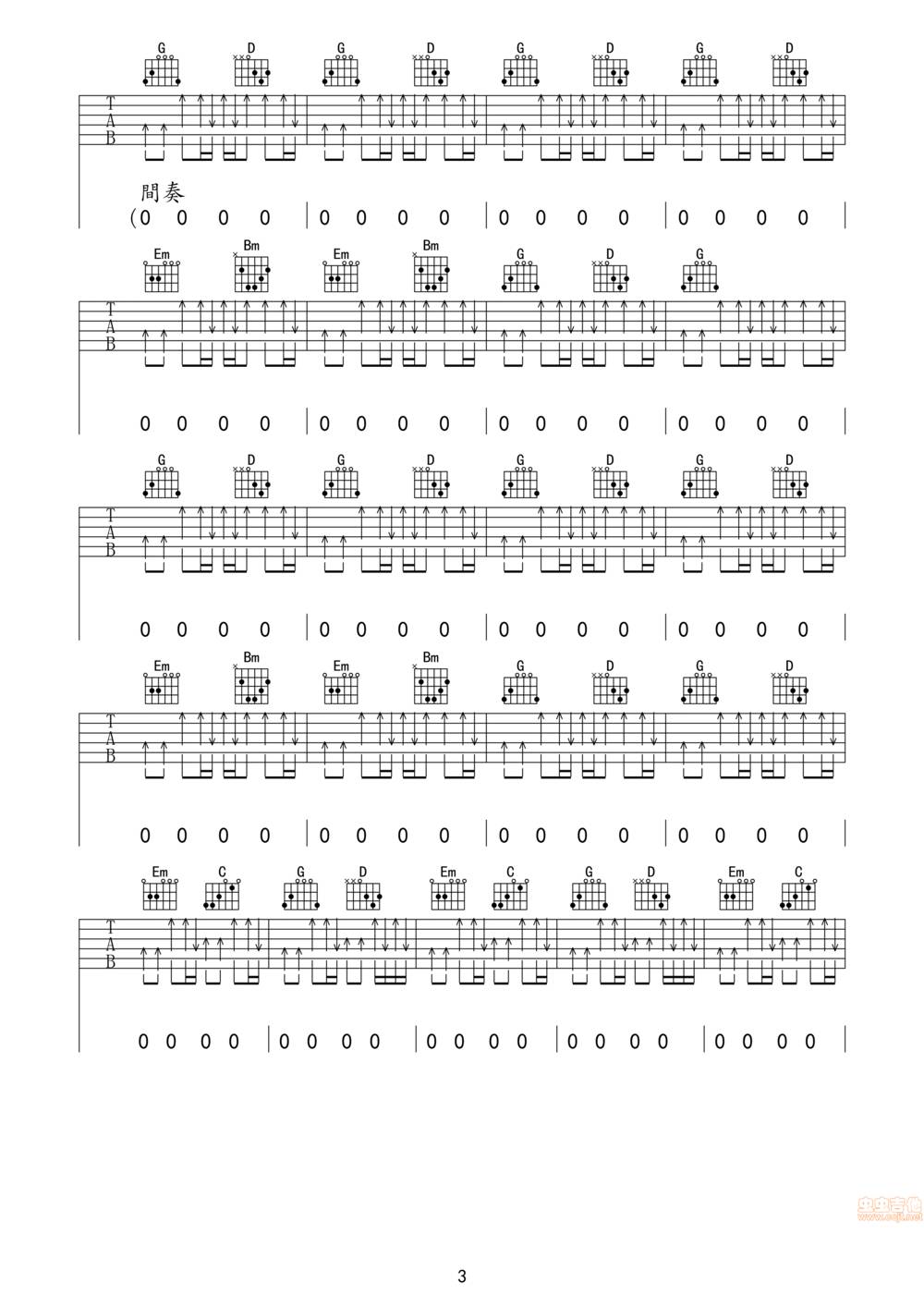 平凡之路吉他谱