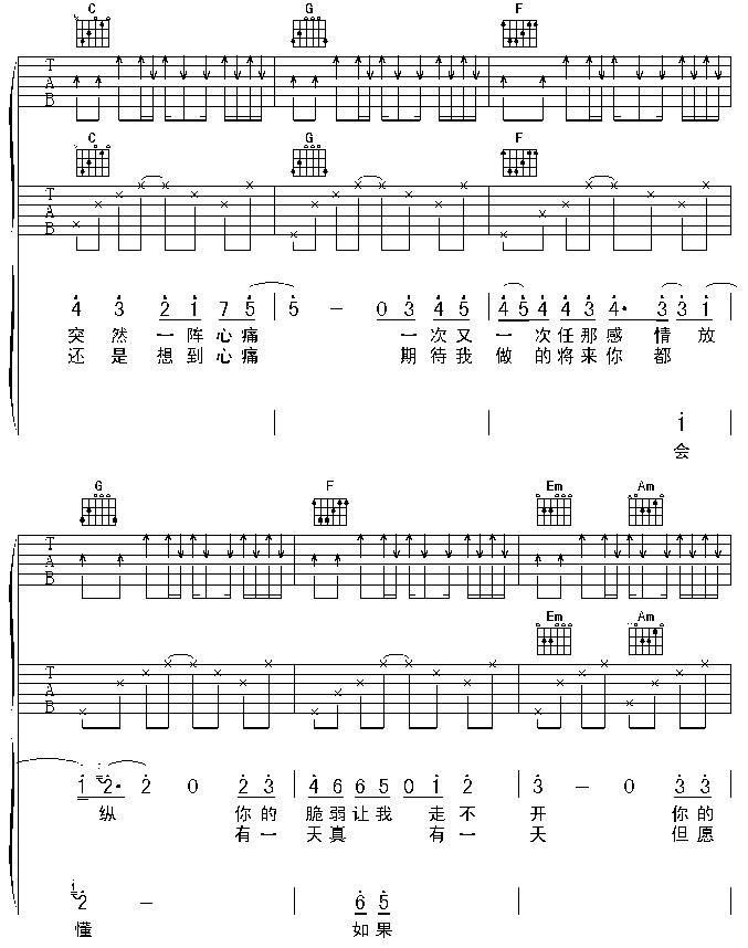 心痛吉他谱 