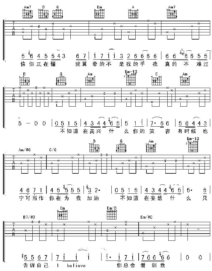 I believe吉他谱