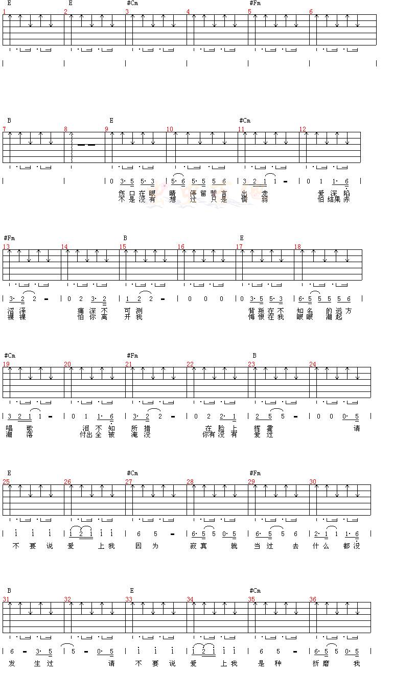 不要再说爱我吉他谱