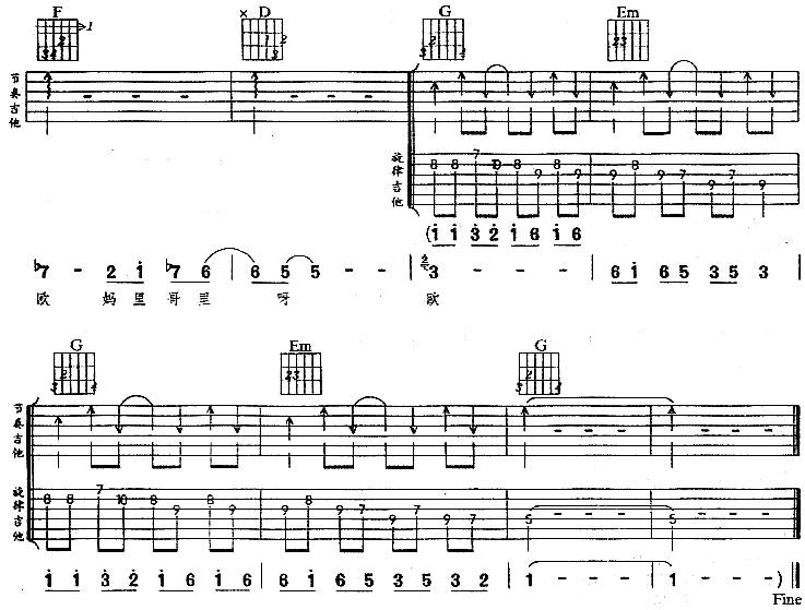 男人真命苦吉他谱 