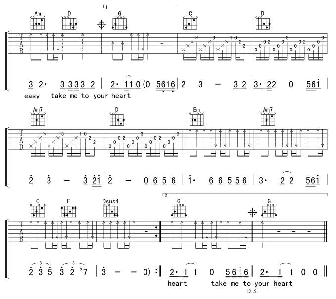 take me to your heart吉他谱 