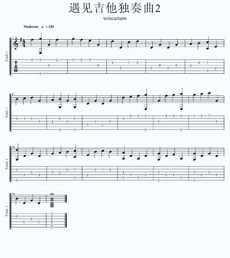 遇见-简易独奏曲吉他谱 