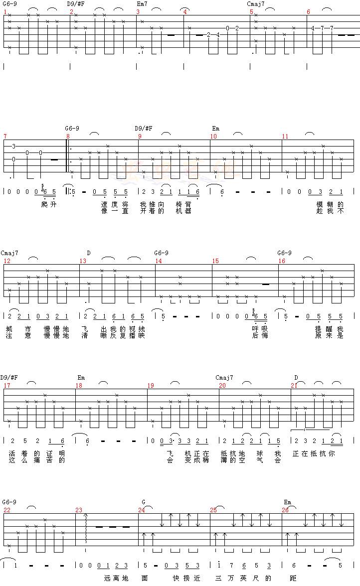 三万英尺吉他谱