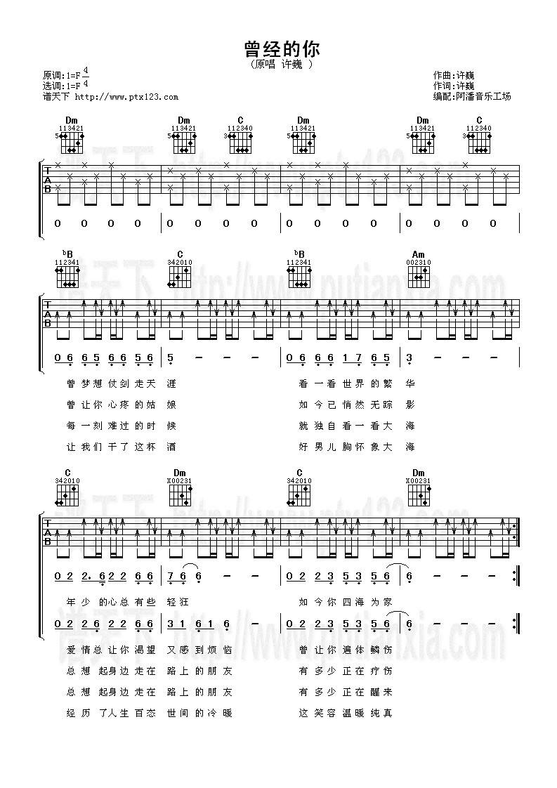曾经的你吉他谱