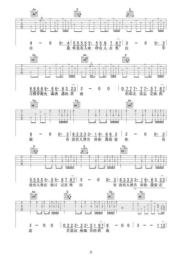 有没有人告诉你吉他谱