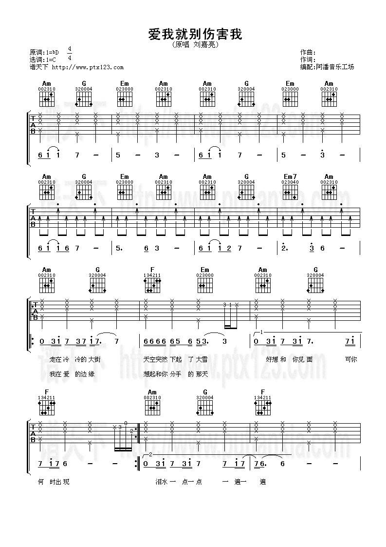 爱我就别伤害我吉他谱