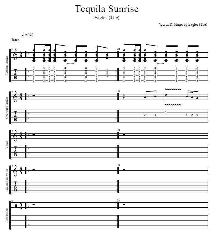Tequila Sunrise吉他谱 