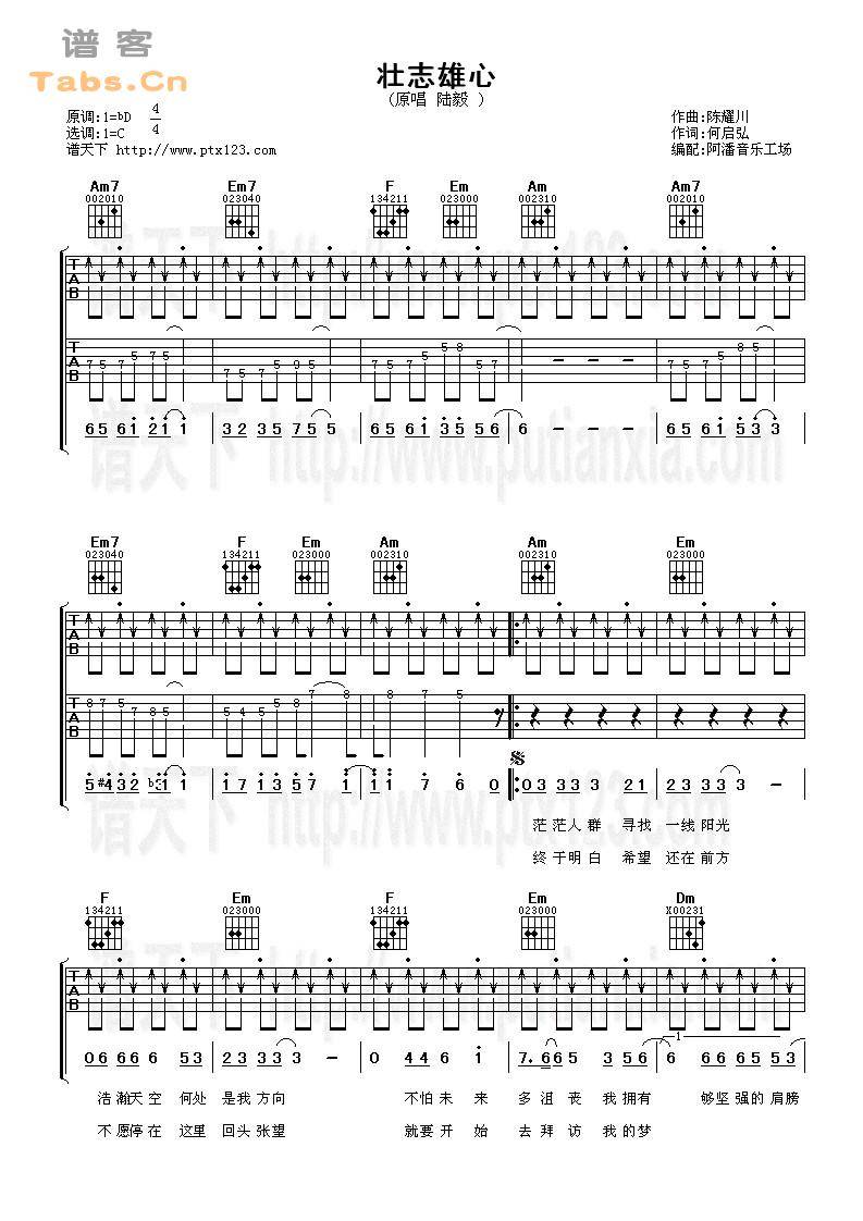 壮志雄心 完美版	吉他谱