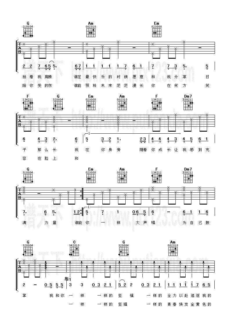 和你一样吉他谱