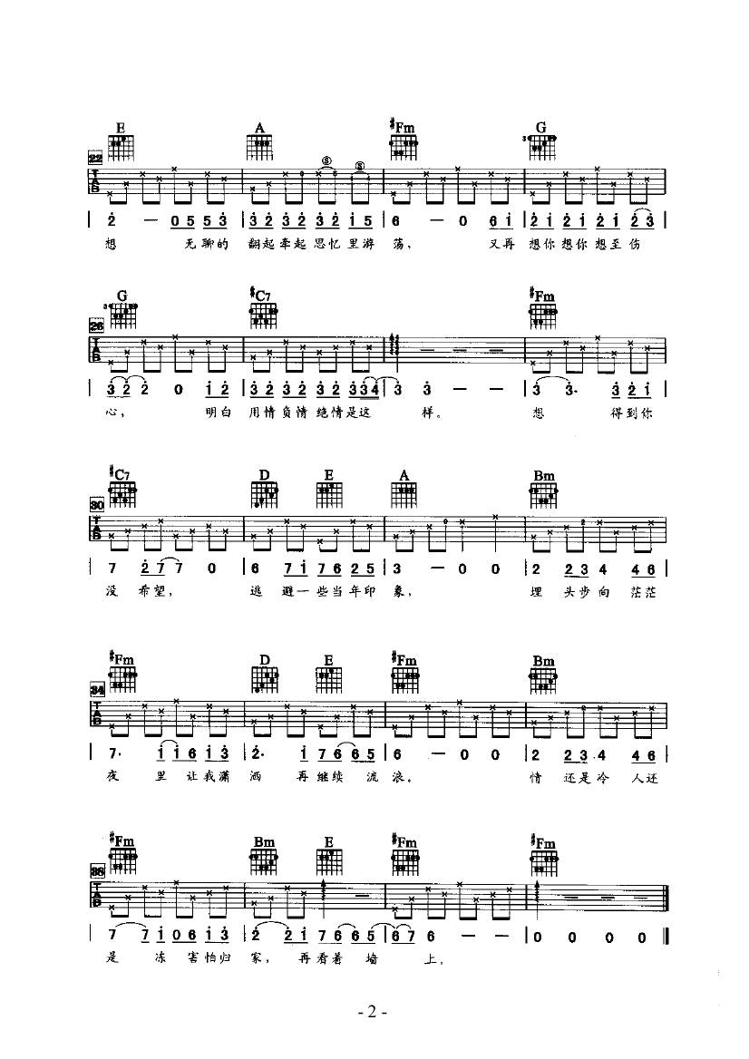 流浪 吉他类 流行吉他谱 