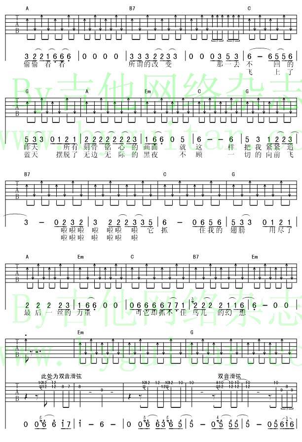 鸟儿的幻想吉他谱 