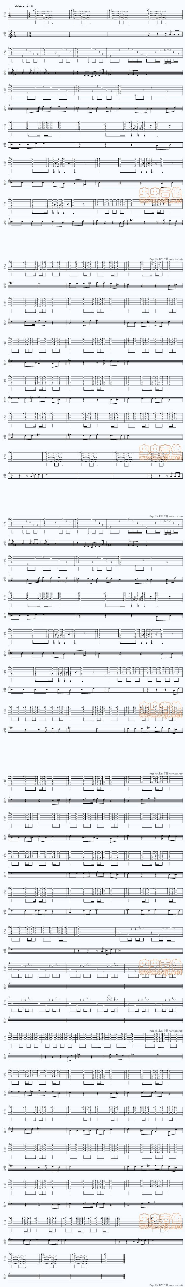 叶子红了吉他谱 