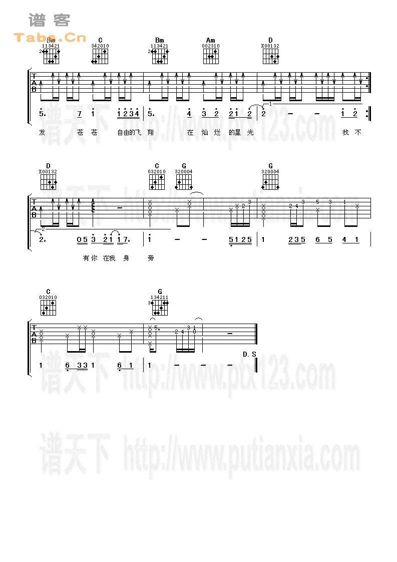 彩虹天堂 完美版	吉他谱 