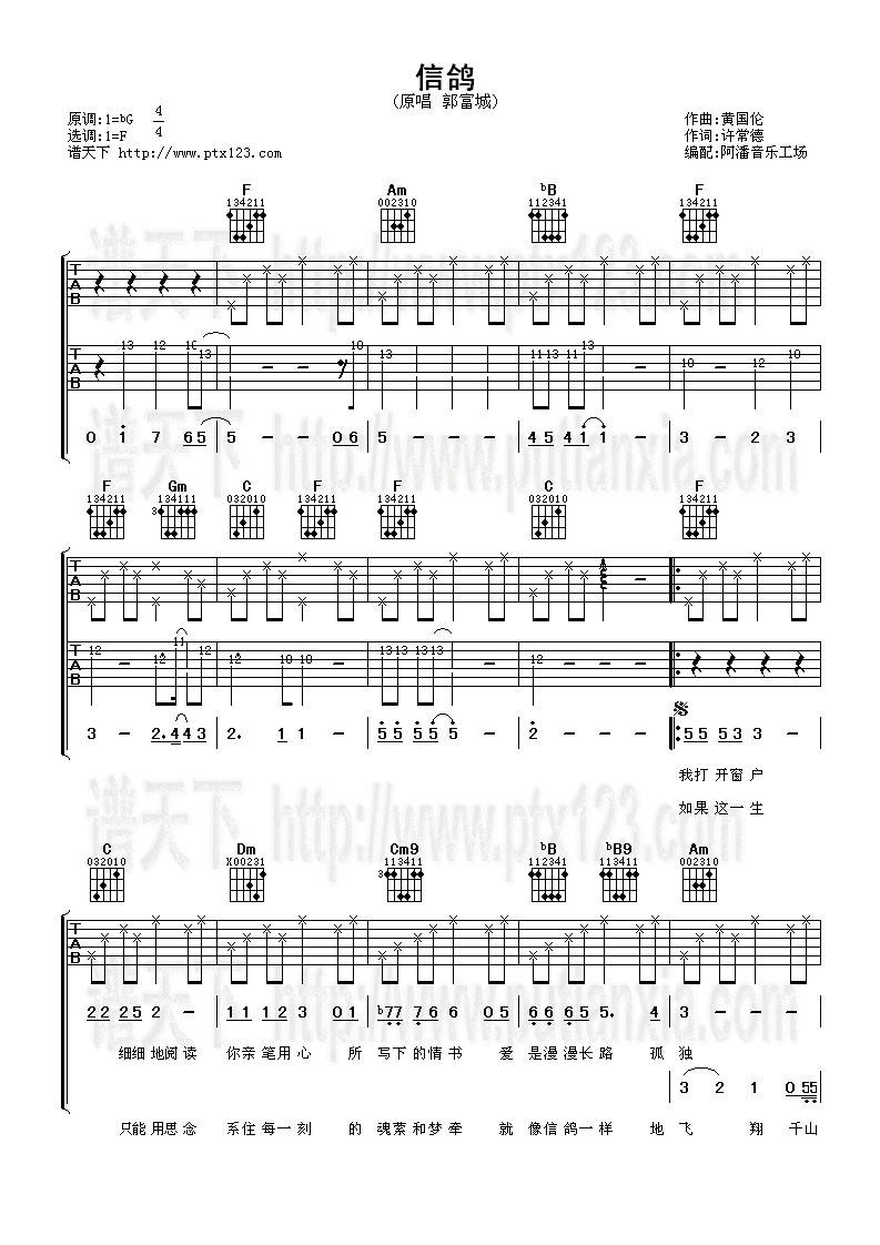信鸽吉他谱