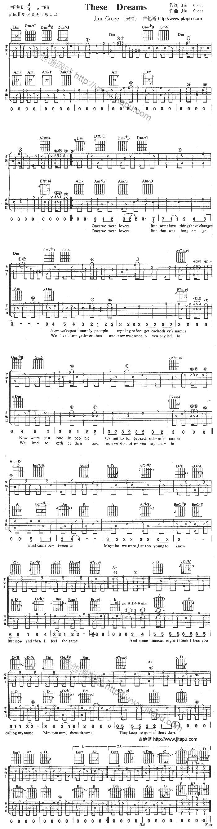 These Dreams吉他谱 