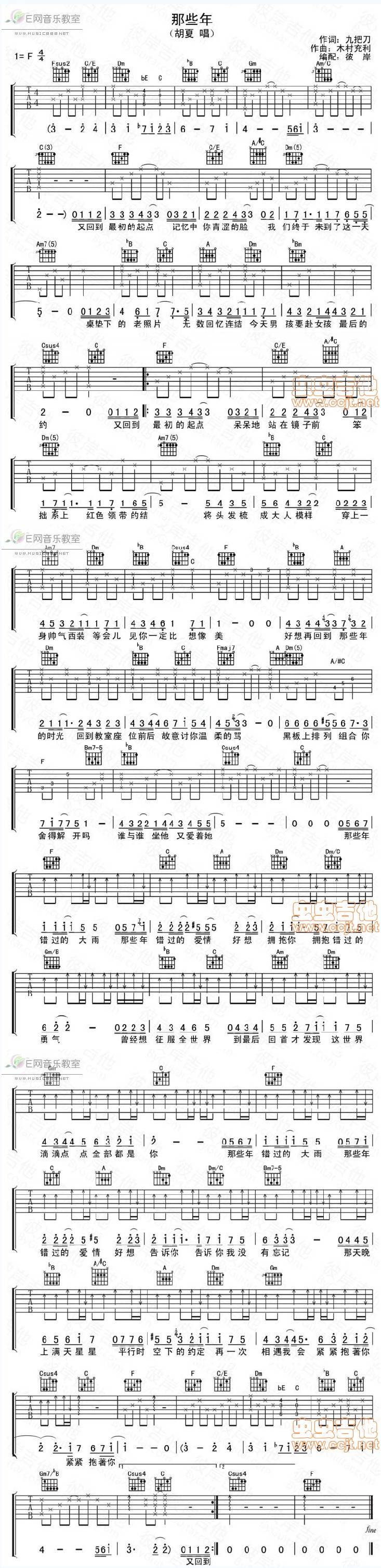 胡复 那些年吉他谱 